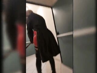 Walk in Parking Abode, Blond in Overknee Boots, Red Pvc Costume and Lengthy Leather Coat