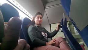 Bus encounter where Milf eagerly pleases man's cock&#x1F32D; with mouth and hand