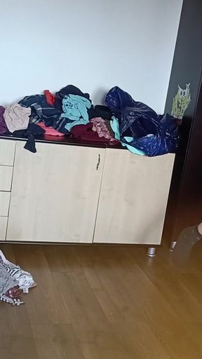 Amateur Woman Has Fun Trying on Clothes and Cutting Them