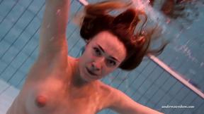 ”Firm big tits & red dress underwater on Duna Bultihalo”
