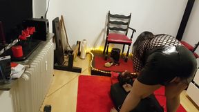 Lave in Leather Sack Part 1 - MILF Domina Teases Bound Cock Edging Denial BDSM