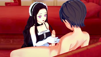 Maid Nezuko Pleases Her Master. Uncensored Hentai