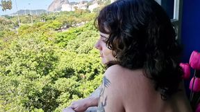 Hot Brazilian girl and her man fuck hard by the window