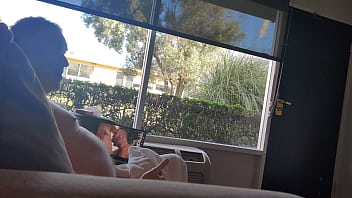 Public masturbation daylight motel window trying to get caught