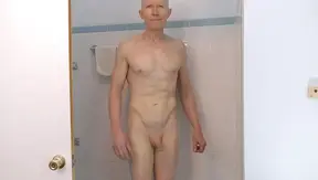 Bald Nudist Bates Masturbates in Steamy Shower Scene