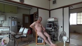 Japanese old man masturbation erect penis semen flows scene 2