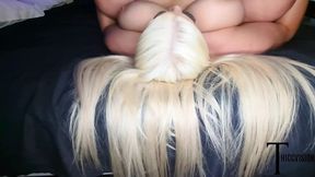 Big blonde BBW Chanel Barbie meets huge Asian tool