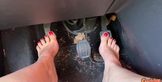 Driving Barefoot and Without Panties