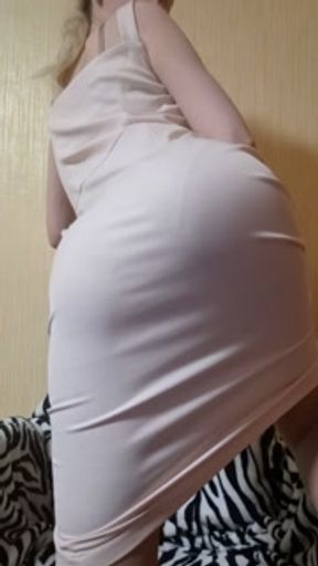 I put on a pink dress and tights, I wear panties with a pad