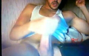 hot arab guy jerking his huge hung thick cock