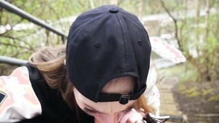 100K Celebration. Carly Rae Takes Big Mouthful Outdoor