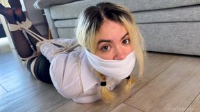 Her OWN Panties as GAG?! Secretary Nani Ends Up TIGHTLY Hogtied and Mouth STUFFED! (4K) - rope bondage, cleave gag, OTM gag, struggling