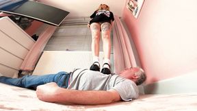 Mini Skirt T-Shirt & Mary Jane Chunky Shoes Trampling FLOOR CAM