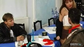 Mature saleswoman in hot foursome with deep insights