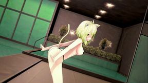 nekomata okayu hentai dance hololive underwear cat girl mmd 3d blonde hair