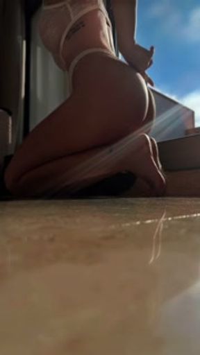 Beautiful MILF plays with her panties