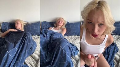 Pet the fucking dildo while flashing your petite blonde pussy
