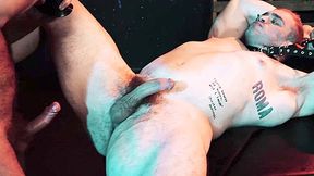 Slipping in big sex toy into big assed Davin Strong