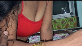 Indian House Wife Hard Fucking Sexy Boobs Red Colour Bra
