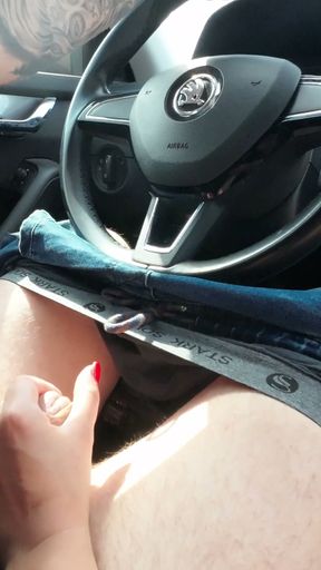 tits on shes new car and handjob   Clip 1