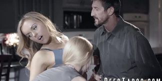 DEEP TABOO - Busty step cousins have a hardcore threeway with hung guy (Tommy Gunn, Sarah Vandella, Old Man)