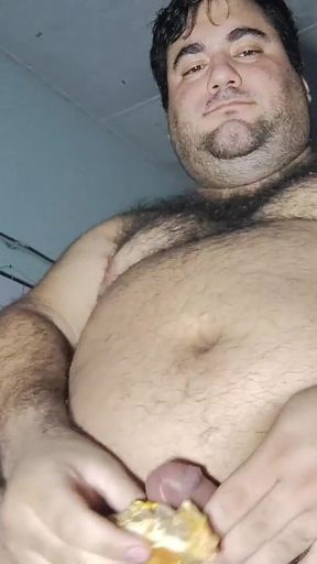 Fat Man Eating and Burping