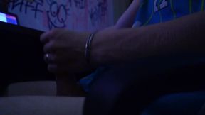 masturbating while the girl went to the store