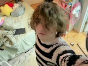 Femboy takes blue Bad Dragon