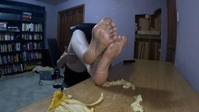 Having fun with a banana - Crush & Self Foot Worship