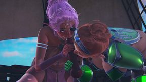 Two Wet Faced Elves Suck a Big Cock