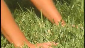 Juicy broad gets her snatch stuffed by a hard rod on a lush lawn.