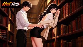 Sexy couple fucking in the library Student Fuck the teacher inside the library