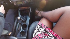 Elegant stepmom alone in the car with stepson