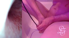 endoscope pov inflated bladder - pissing in the bathub