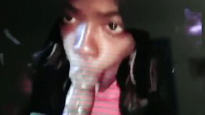 Chocolate nympho is sucking my delicious dick like a true champ