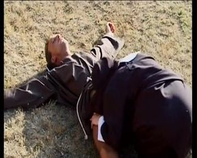 Brunette German Cougar with Naturals Gets Railed in Outdoor Orgy