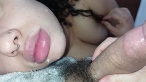 OH DAMN SHE GETS HER LITTLE MOUTH ALL SMEARED WITH CUM