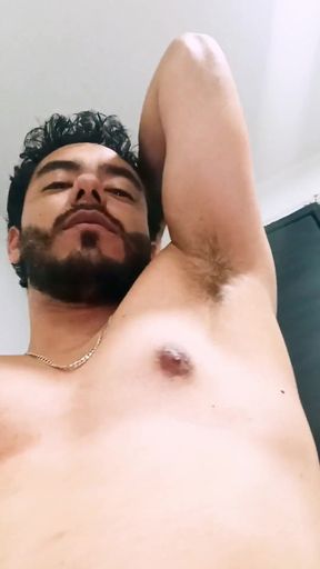 Hairy Boy Masturbates and Plays with His Uncut Cock in the Bathroom