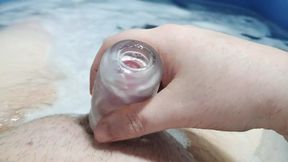 In the bathtub with sex toy