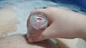 In the bathtub with sex toy