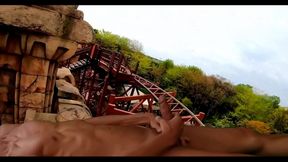 Amateur Guy Has Fun Masturbating On Roller Coaster Ride