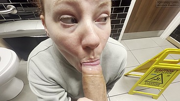 Deepthroating, Cock Sucking, Ball Licking And Cum Swallowing In A Public Toilet