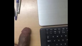 Jerking off my thick cock and pounding it on the table