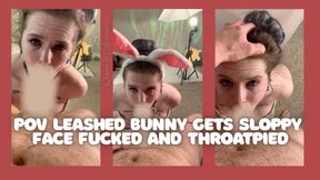 POV Leashed Bunny Gets Sloppy Face Fucked and Throatpied