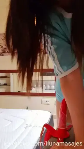 Preparándome para jugar con mi arnés ufffff 😘😍😋si quieres ver más hazte mi fan