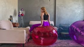 Sabina’s shiny leggings vs two giant SHOSU balls – bounce & deflate