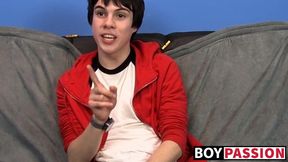 Interviewed twink Kyler Moss jerks off before cumming hard