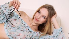 Good masturbation session with a long-legged blonde girlfriend Milky