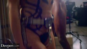 Intense FFM threesome with big cock and deepthroat