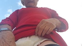 Wearing a dress outdoors